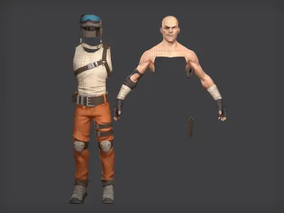 Soldier game ready character Low-poly 3D model