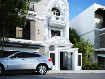 Classic House Exterior 3d Scene V-ray rendering 3D model