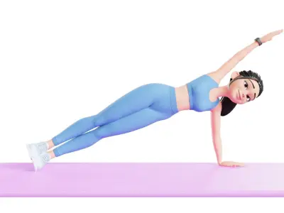 Cartoon Sports Gym Fitness Girl Woman Low-poly 3D model