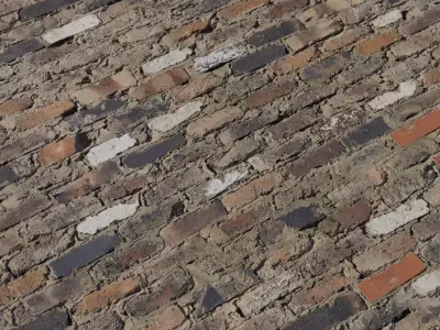 Mixed Reclaimed Brick Wall With Rough Mortar  Texture