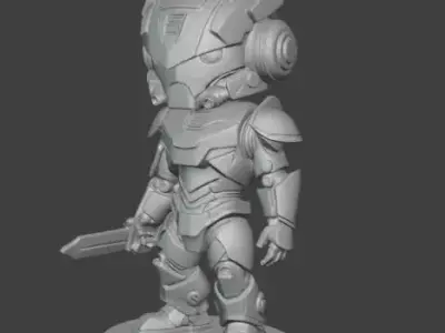 Chibi Mecha Warrior Duo 3D Printable Sci Fi Robot Figurines 3D print model