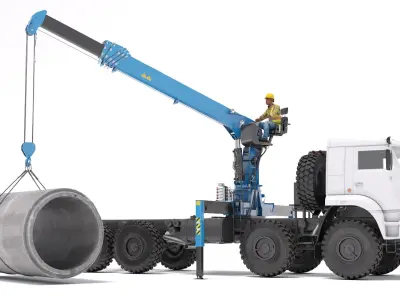  Truck Crane with Concrete Pipe and Operator 