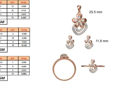 Light wt Ring Earrings Pendant set stl jcd 1-render details 3D print model 29