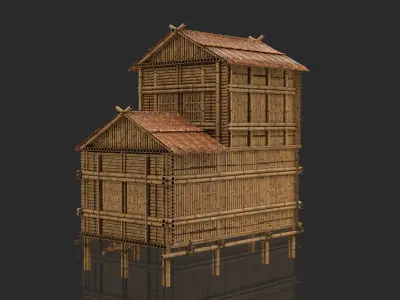 Bamboo House 5 - Jungle Hut 3D model