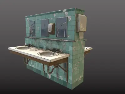 Abandoned  Double Sided Sink 3D model