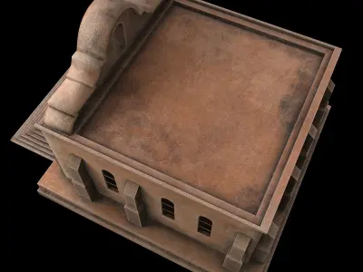 Church building with stairs and steps 3D model