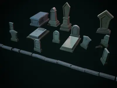 Stylized graves Low-poly 3D model
