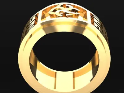Light Gold Diamond Men Ring 2MR059 3D model