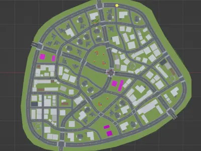 Low Poly City Map with 3 LODs - Game Ready Urban Environment Low-poly 3D model