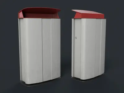 Street Trash Can 28 PBR Game Ready Low-poly 3D model