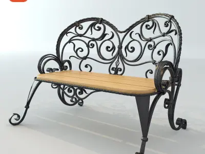 bench wrought iron Low-poly 3D model