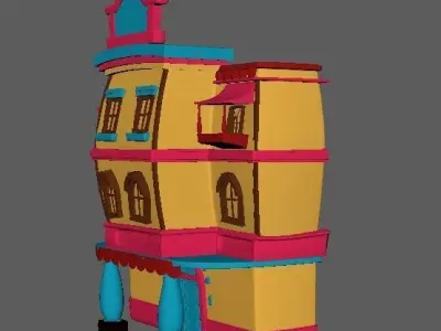 Cartoon Town House Building 3D Model Low-poly 3D model Low-poly 3D model