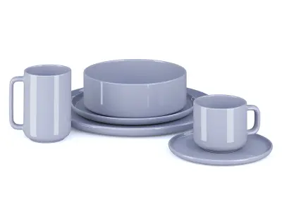 Blue Tableware Set 3D model