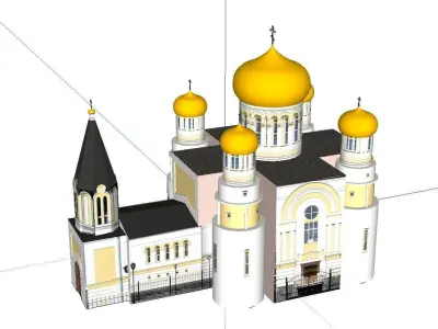 Architecture-Religion-God-Culture-Temple-024 church with two ... 3D model