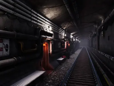 Subway Station Environment Low-poly 3D model