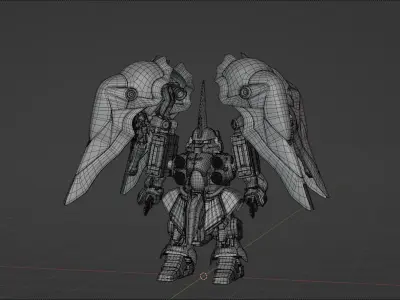 bb kshatriya gundam with rig mobile suits 3D model