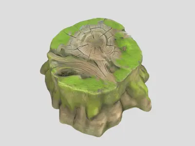 Tree Stump Mossy 4 Low-poly 3D model