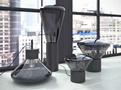 Muffins four different colored lamps 3D model