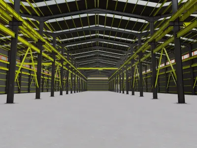 Steel Structure Warehouse-54mtx119mt Low-poly 3D model
