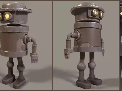 Simple Stylized Low-poly Robot Low-poly 3D model