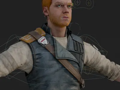 Cal Kestis Jedi Survivor 3D Model Rigged PBR Blender FBX OBJ Low-poly 3D model