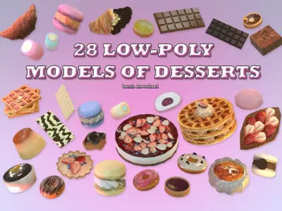 Dessert SET Low-poly 3D model