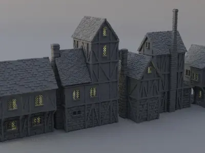 Modular Town District Tabletop Terrain 28 mm  3D print model