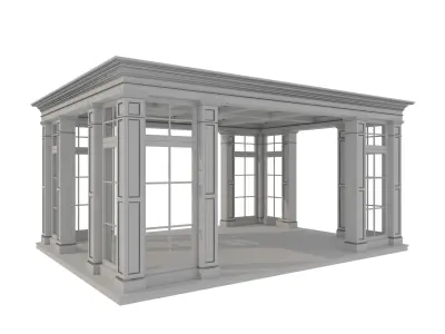 Gazebo patio with glass roof 3D model