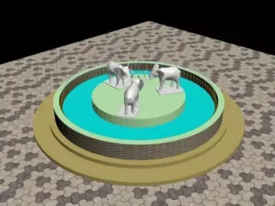 water fountain with elephant 3d model design 3D model