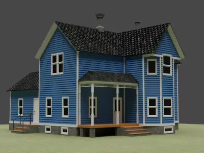Game Ready Enterable House 2 Floor Basement PBR Asset Low-poly 3D model