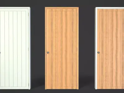 Doorway wooden door Low-poly 3D model