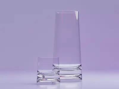 Glass and Decanter 3D model