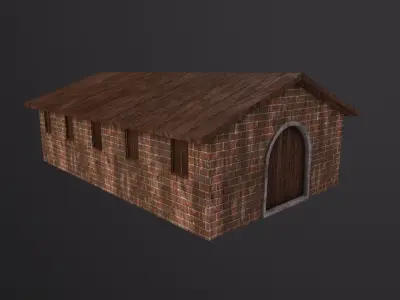 Stone Fort Stable 3D Model Low-poly 3D model