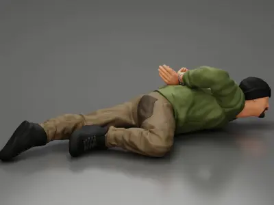 Gangster homie With Handcuffs He Lies On The Floor 3D print model