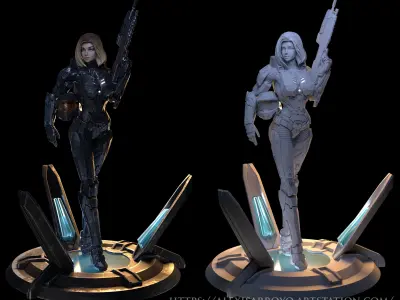 Female Halo Spartan Armored 3D print model