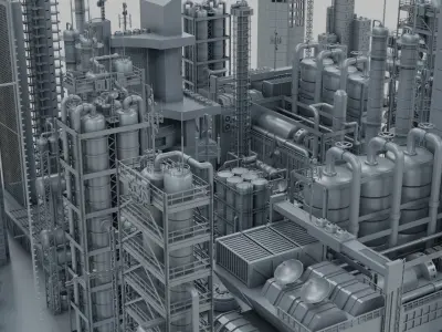 Sci-Fi Industrial Base 3D model