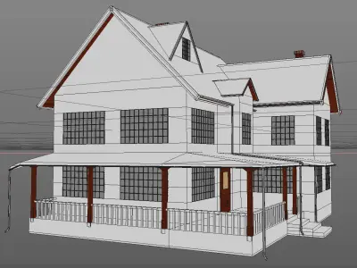 North American Type Garden State House Low-poly 3D model