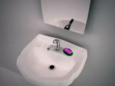 Wash-bowl with mirror 3D model