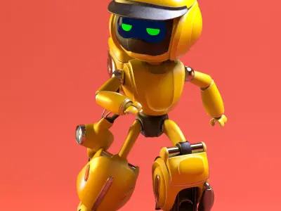 Robot character transformer scooter classic scifi rigged in maya Low-poly 3D model