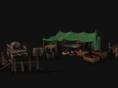 Medieval Props Low-poly 3D model