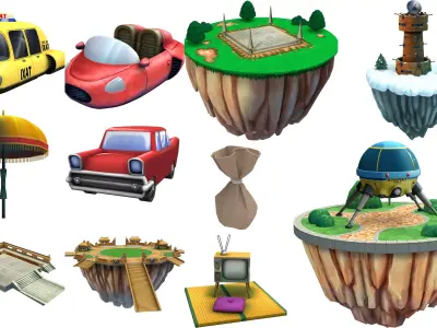 Lowpoly item Cartoon - Collection Low-poly 3D model