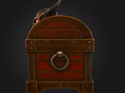 Demonic Skull Treasure Chest Low-poly 3D model