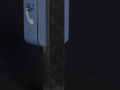 Old payphone PBR game ready Low-poly 3D model Low-poly 3D model