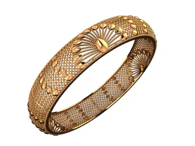 1436 Sunburst Lattice Gold Bangle 58MM-16gm 3D print model