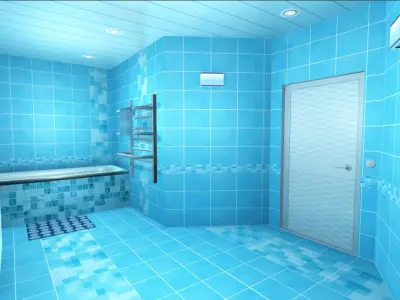 Bathroom Interiors - 3 Scenes Low-poly 3D model