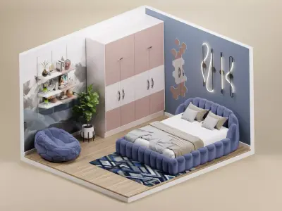 Bedroom interior 3D model 66