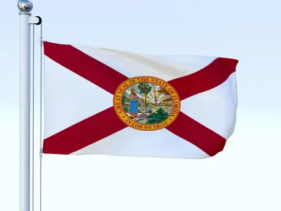 Animated Florida Flag Low-poly 3D model