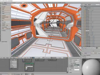 Modern Scifi Corridor 3d Modules with doors Low-poly 3D model