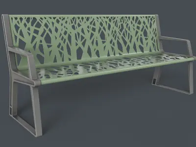 Metal Modern Bench 8 PBR Game Ready Low-poly 3D model