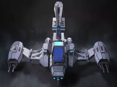 Spaceship sci-fi art Low-poly 3D model